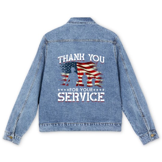 Memorial Day American Flag Patriotic Soldier US Men's Denim Jackets