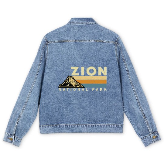 Retro Zion National Park US Vintage Utah Adventure Men's Denim Jackets