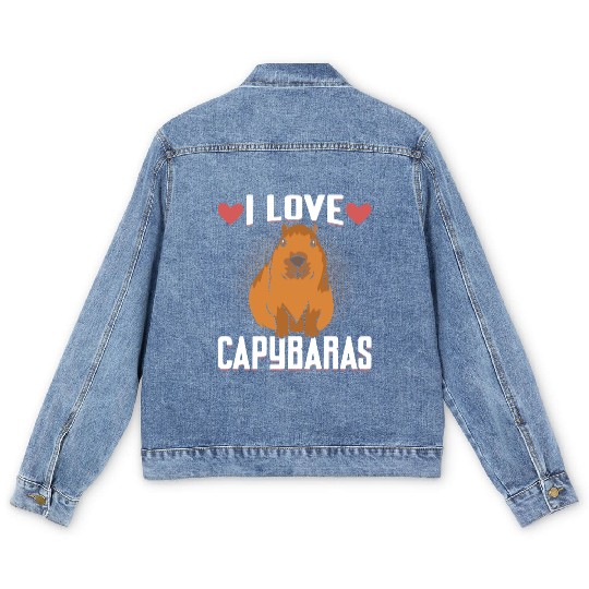 I Love Capybaras - Funny Capybara Cavies Rodent Men's Denim Jackets