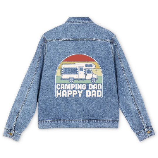 Camping Dad Happy Dad Retro Men's Denim Jackets