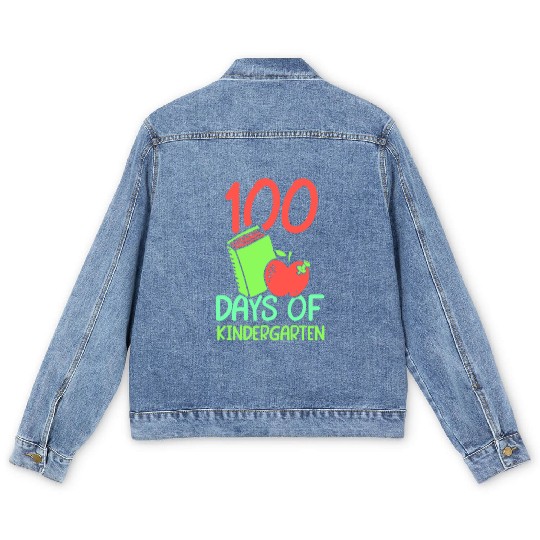 100 Days Of Kindergarten Sayings Cute Sweet Team Men's Denim Jackets