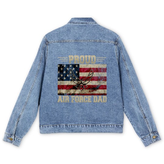 Proud Air Force Dad Veteran Us Flag Men's Denim Jackets