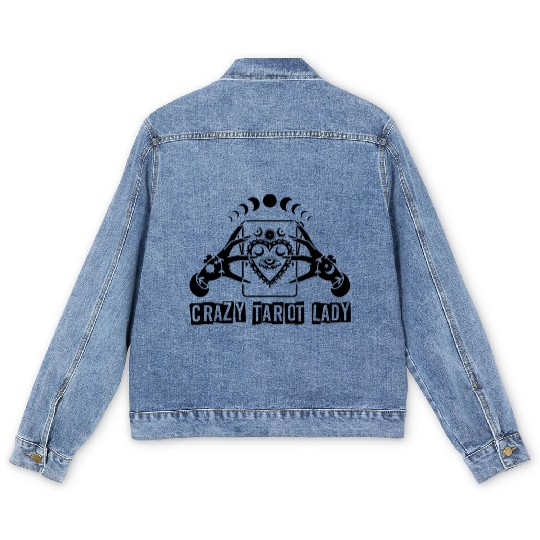 Divination Crazy Tarot Lady Crystal Ball Tarot Men's Denim Jackets