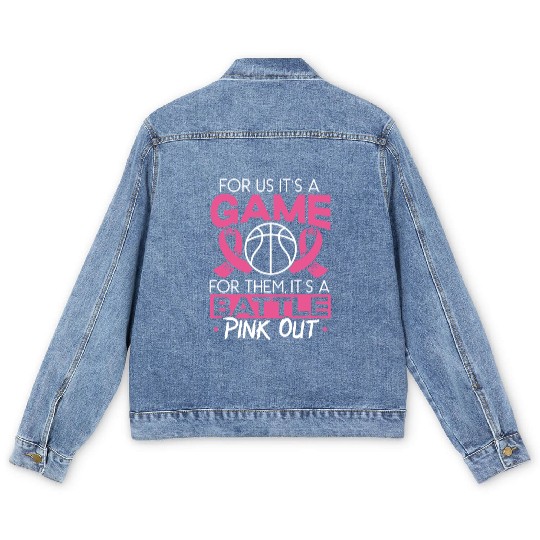 For Us It's A Game For Them It's A Battle Pink Out Men's Denim Jackets