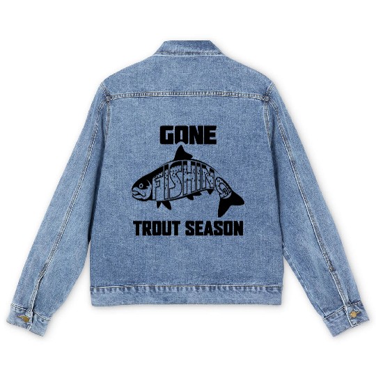 Gone Fishing Trout Season Men's Denim Jackets