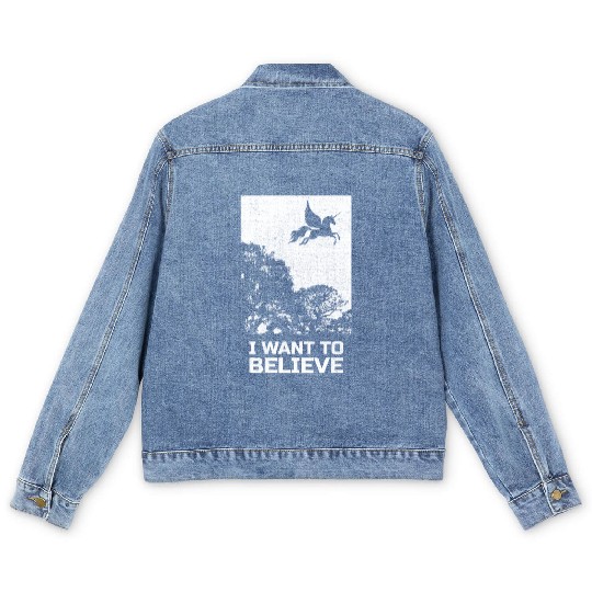 Unicorn "I Want To Believe" UAP Outfit Alien Ufo Men's Denim Jackets