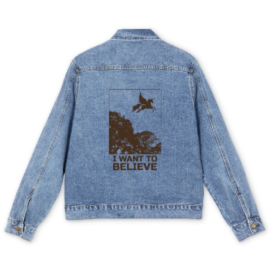 Unicorn "I Want To Believe" UAP Outfit Alien Ufo Men's Denim Jackets