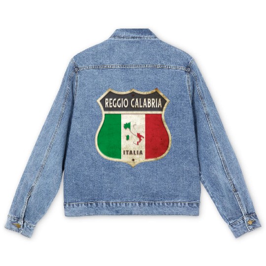Reggio Calabria Italy coat of arms flags design Men's Denim Jackets