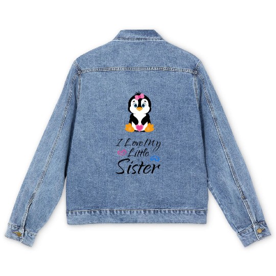I love my little sister Pinguin Men's Denim Jackets
