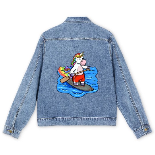 SUP Paddling Kids Unicorn Stand Up Paddle Men's Denim Jackets