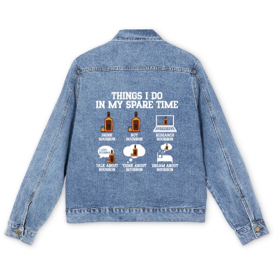 Things I Do In My Spare Time | Bourbon Drinker Men's Denim Jackets