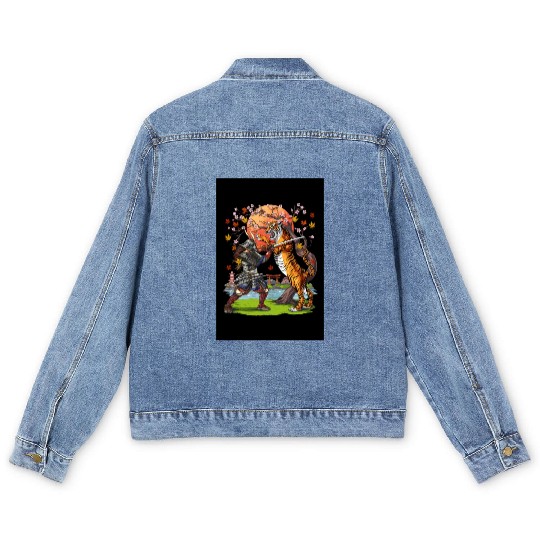 Japanese Tiger Samurai Warrior Men's Denim Jackets