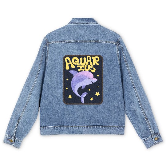 Aquarius Sign Animal Men's Denim Jackets