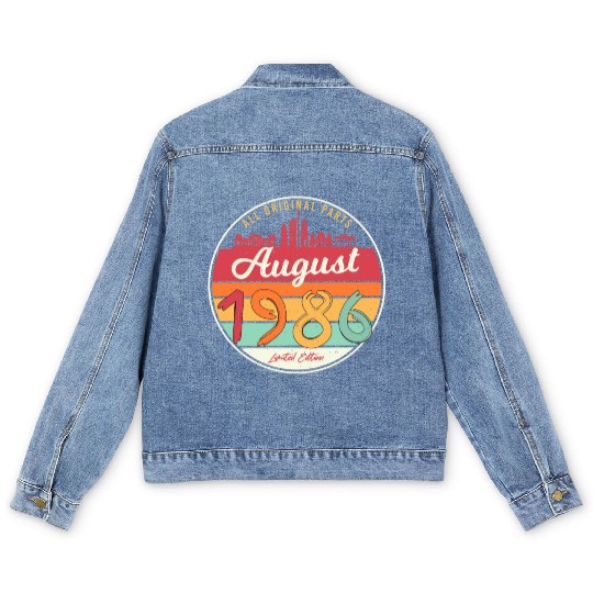Birthday Greeting 1986 In August Men's Denim Jackets