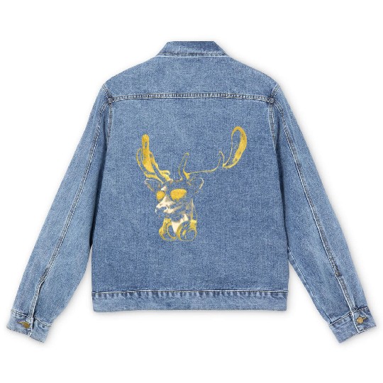 Deer DJ Bling. Cool and Funny Music Animal With Men's Denim Jackets