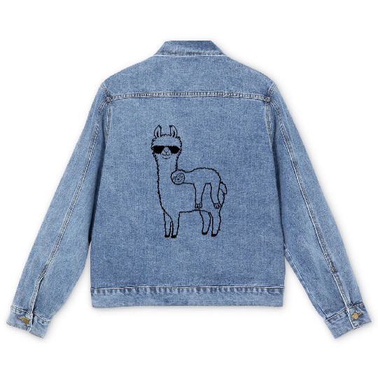 llama sloth friends sleep Men's Denim Jackets