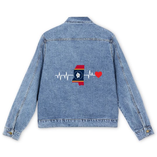 Mississippi Heartbeat Gift Men's Denim Jackets