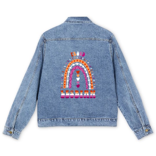Proud Lesbian Pride Boho Rainbow Men's Denim Jackets