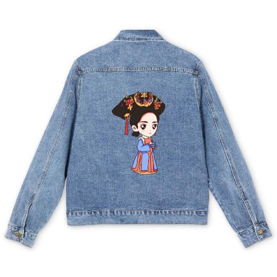 HAND PAINTED GIRL IMAGE Men's Denim Jackets