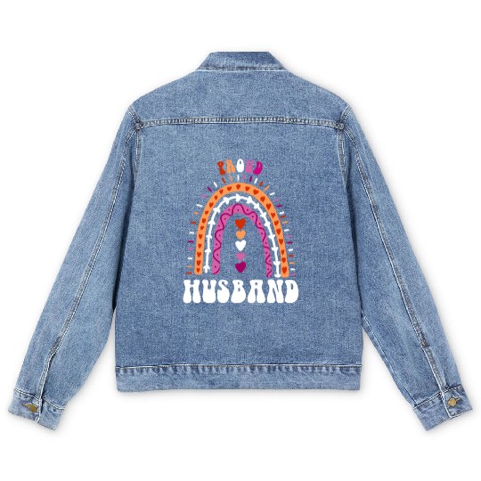 Proud Husband Lesbian Pride Boho Rainbow Men's Denim Jackets