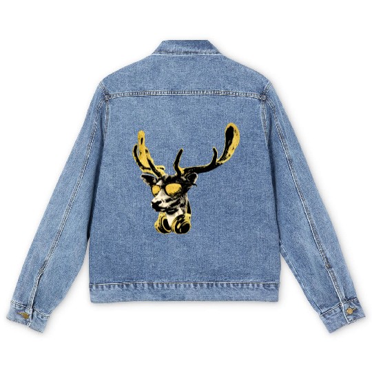 Deer DJ Bling Cool Funny Music Animal With Men's Denim Jackets