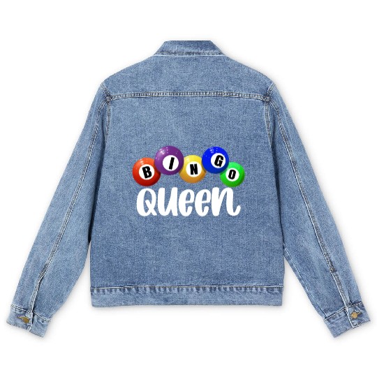 Bingo Queen Bingo Gambling Women's Bingo Player Men's Denim Jackets