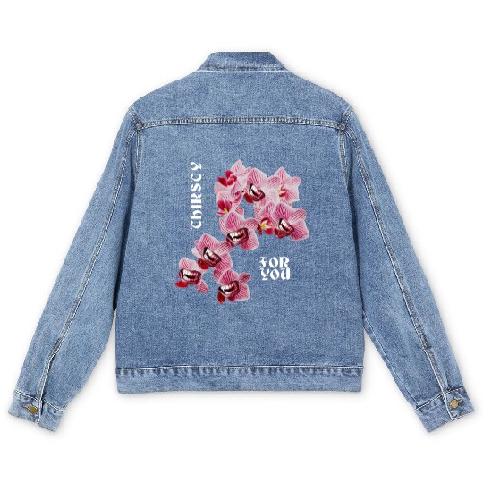 Orchid flower teeth creepy Orchid flower teeth cre Men's Denim Jackets