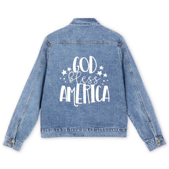 God Bless America Patriotic American 4th of Julygo Men's Denim Jackets