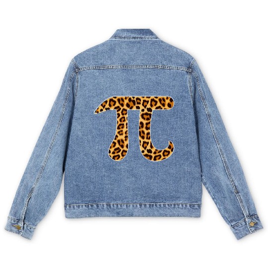 Pi Leopard Print Skin Cheetah Pi Day Math Nerd Men's Denim Jackets