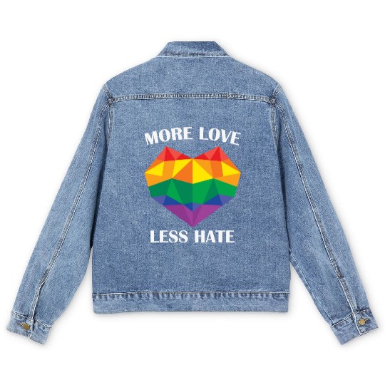 LBGT Flag Gay Pride Human more love less hate Men's Denim Jackets