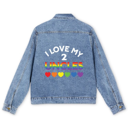 LBGT Flag Gay Pride Human Love my 2 Uncles Men's Denim Jackets