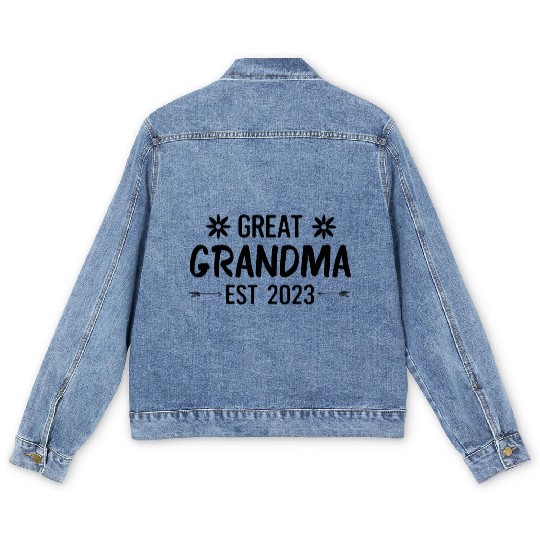 Funny Great Grandma Est 2023 Promoted Men's Denim Jackets