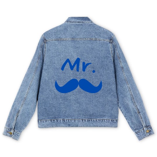 Mr & Mrs. Mustache Lips Matching Couple Men's Denim Jackets