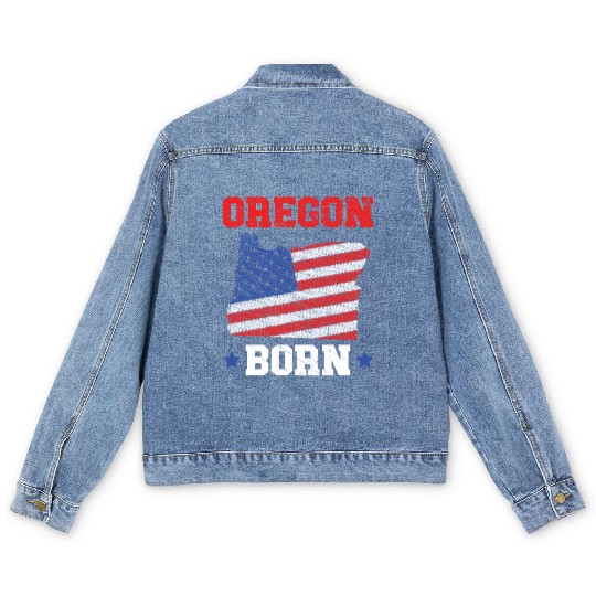 Oregon Born USA America Oregonians Travel Tourist Men's Denim Jackets