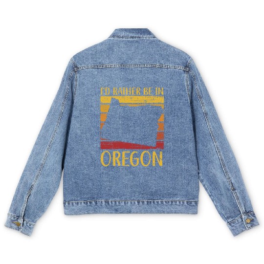 I'd Rather Be In Oregon USA America Oregonians Men's Denim Jackets