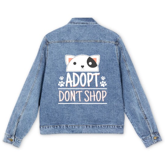 Adopt Dont Shop Pet Adoption Awareness Men's Denim Jackets