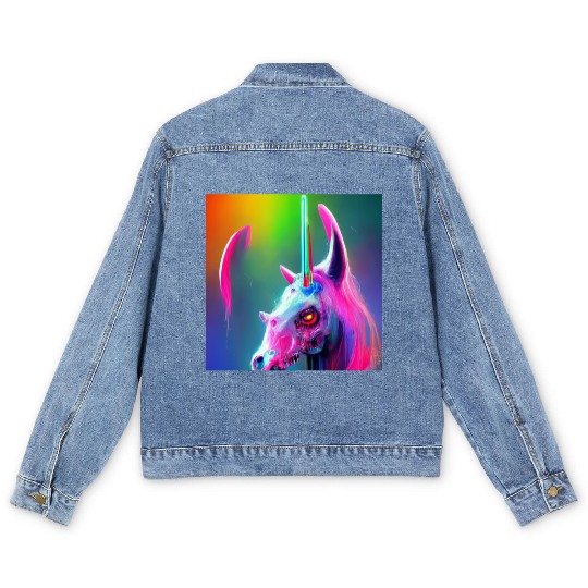 Heavy metal rainbow ultra unicorn Men's Denim Jackets