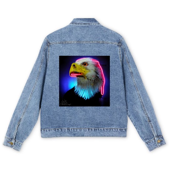 i love america neon bright lightsamerican eagle Men's Denim Jackets