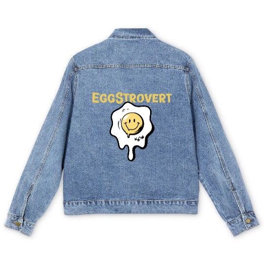 Eggstrovert Happy Extrovert Fried Egg Men's Denim Jackets