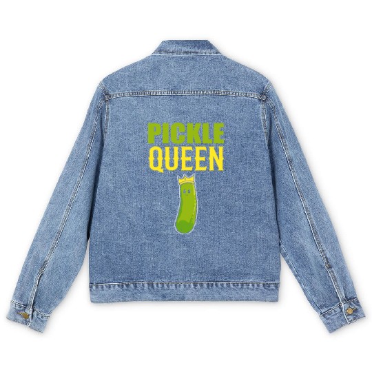 Pickle Queen Head Chef Gift Men's Denim Jackets