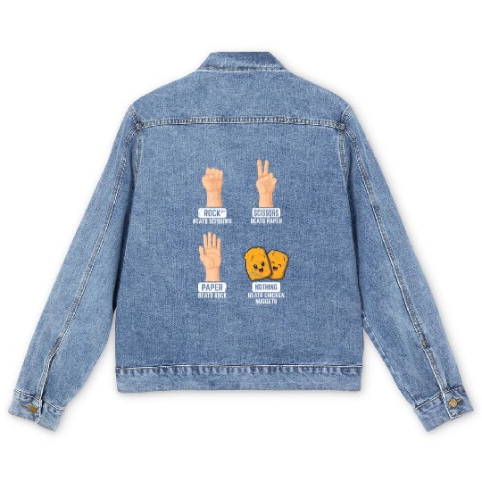 Rock Paper Scissors Nothing Beats Chicken Nuggets Men's Denim Jackets