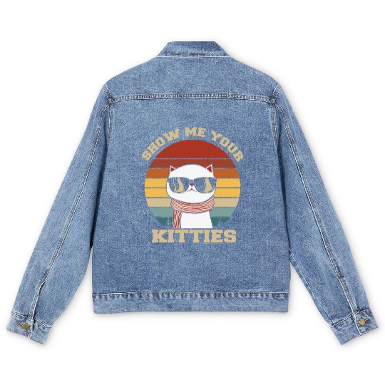 Show me your Kitties Cat Lover Men's Denim Jackets