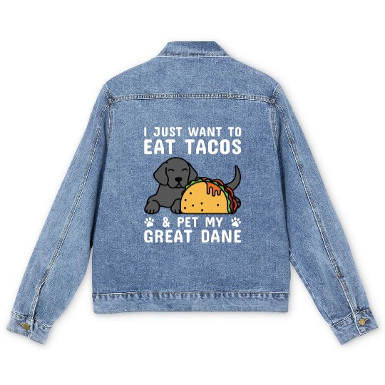 I Just Want To Eat Tacos Great Dane Men's Denim Jackets
