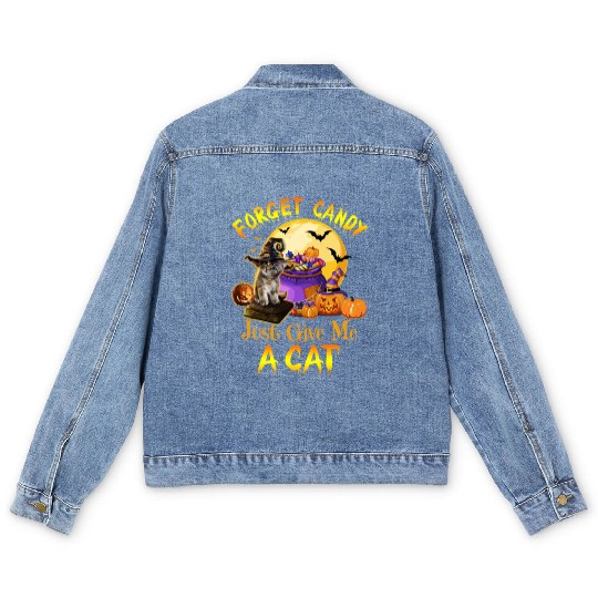 Forget Candy Just Give Me A Cat Men's Denim Jackets