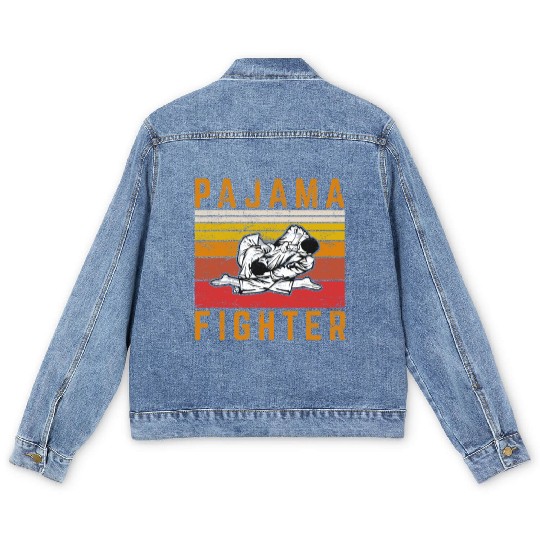 Pajama Fighter Brazilian Jiu Jitsu BJJ JiuJitsu Ji Men's Denim Jackets