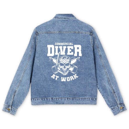 Scuba Diving Diver Men's Denim Jackets