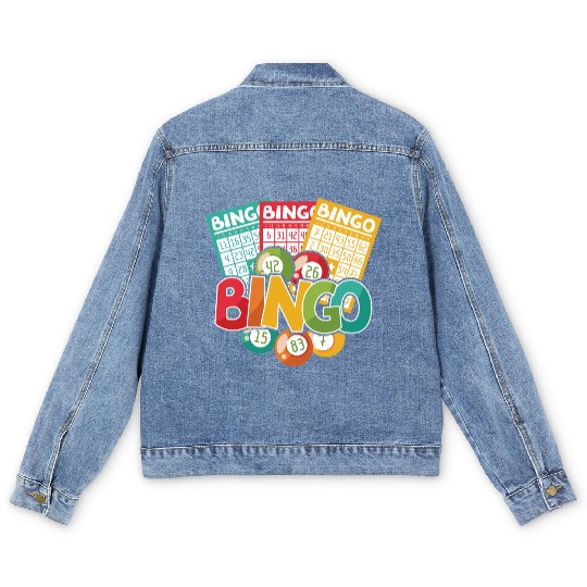 Fun Lucky Bingo Gambling Night Balls Cards T Men's Denim Jackets