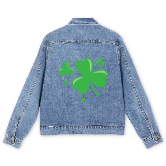 Irish Shamrock Pocket Size Clover St. Patrick's Men's Denim Jackets