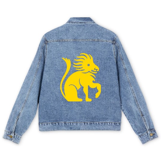 leo zodiac gold lion king Men's Denim Jackets