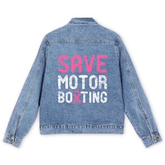 Save Motor Boating - Beat Breast Cancer Men's Denim Jackets